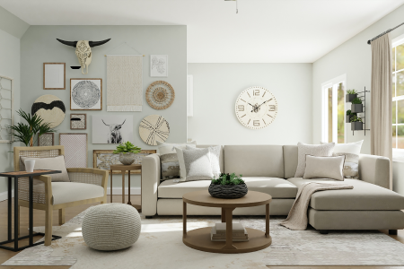A living room with a neutral color scheme that strikes the balance between style and comfort.